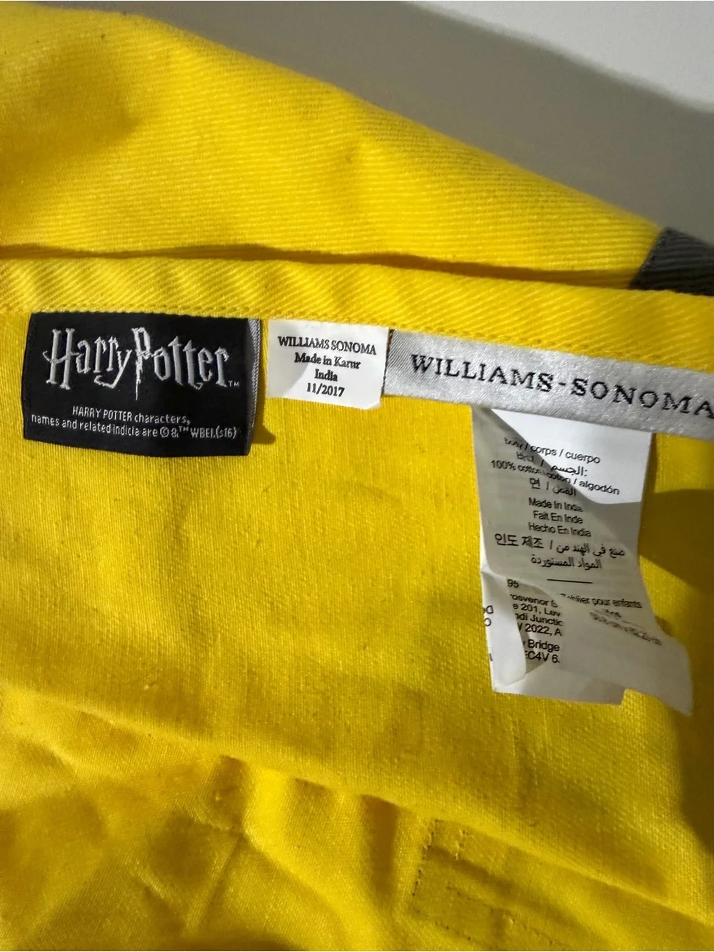 Williams Sonoma Yellow and Black Kids Superhero Apron